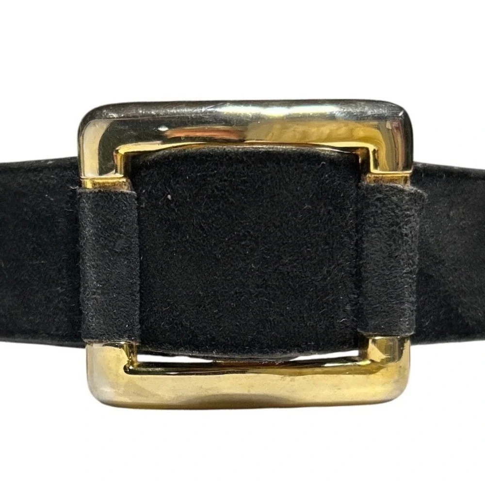 The Ritz Accessory‎ Collection Black Suede Leather Gold Buckle M/L (up to 34
